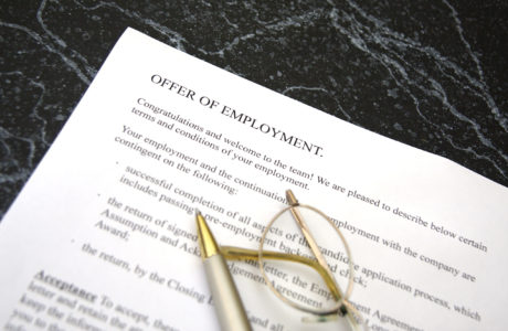 Offer Of Employment With Eyeglasses And Pen